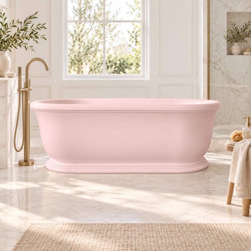 TURNER HASTINGS CAMDEN TITANCAST FREESTANDING NON OVERFLOW BATHTUB MISTY ROSE 1800MM