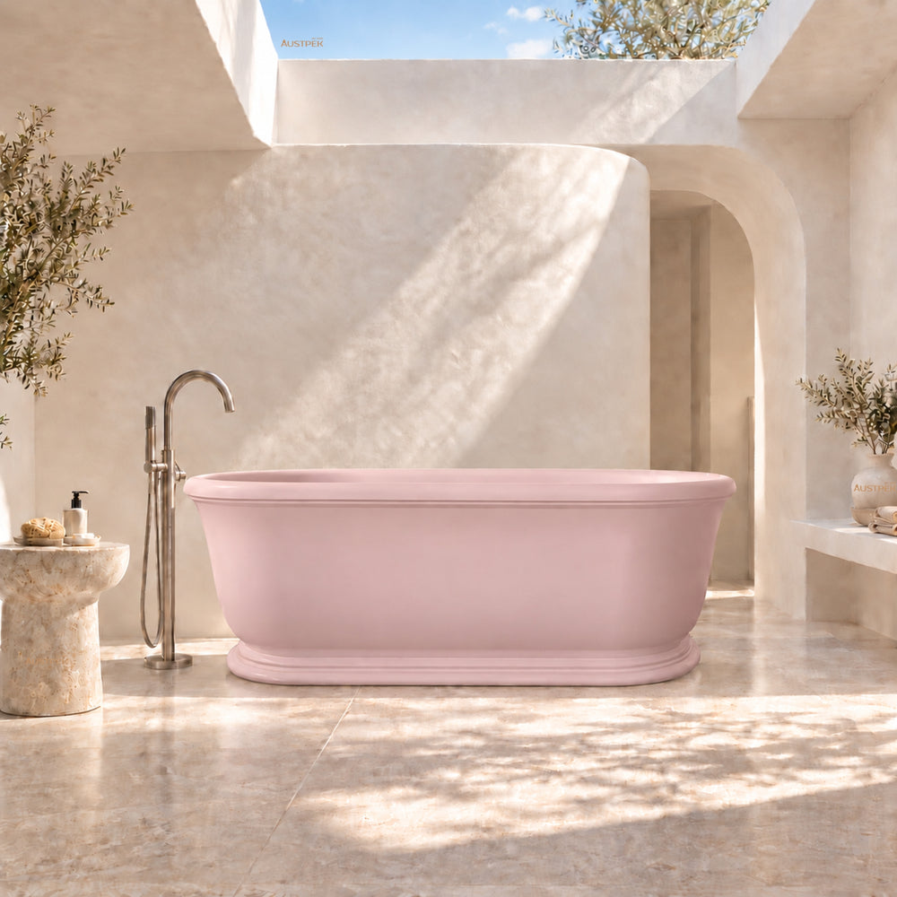 TURNER HASTINGS CAMDEN TITANCAST FREESTANDING OVERFLOW BATHTUB MISTY ROSE 1800MM