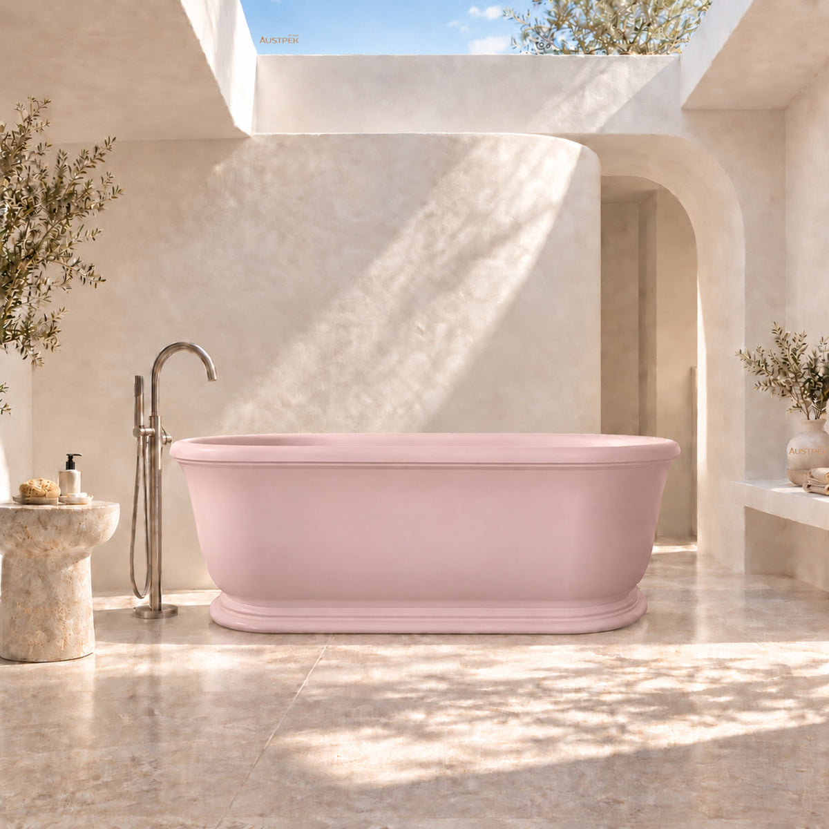 TURNER HASTINGS CAMDEN TITANCAST FREESTANDING OVERFLOW BATHTUB MISTY ROSE 1800MM