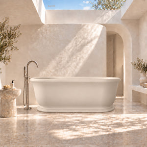 TURNER HASTINGS CAMDEN TITANCAST FREESTANDING OVERFLOW BATHTUB NATURAL LINEN 1800MM