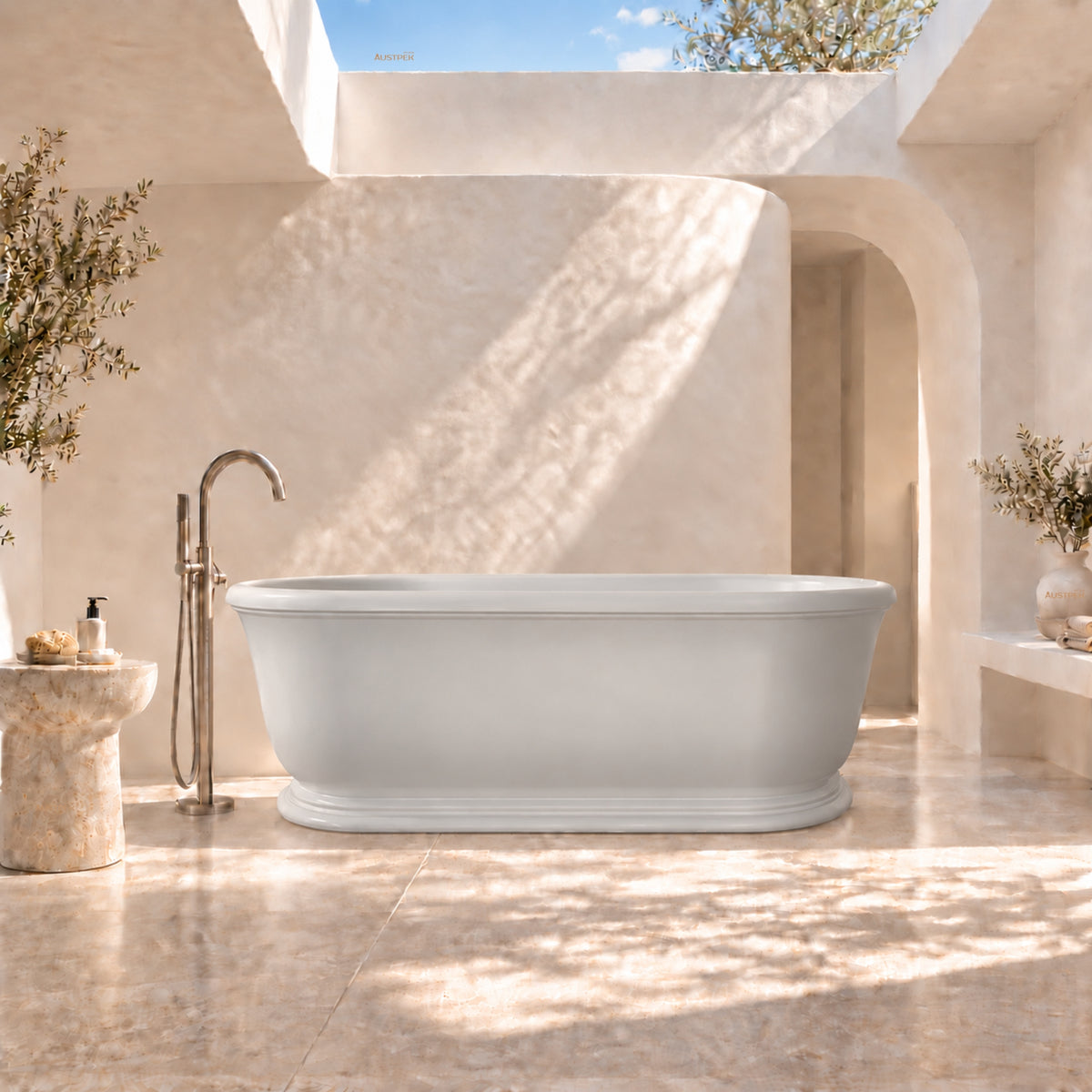 TURNER HASTINGS CAMDEN TITANCAST FREESTANDING OVERFLOW BATHTUB POWDER GREY 1800MM