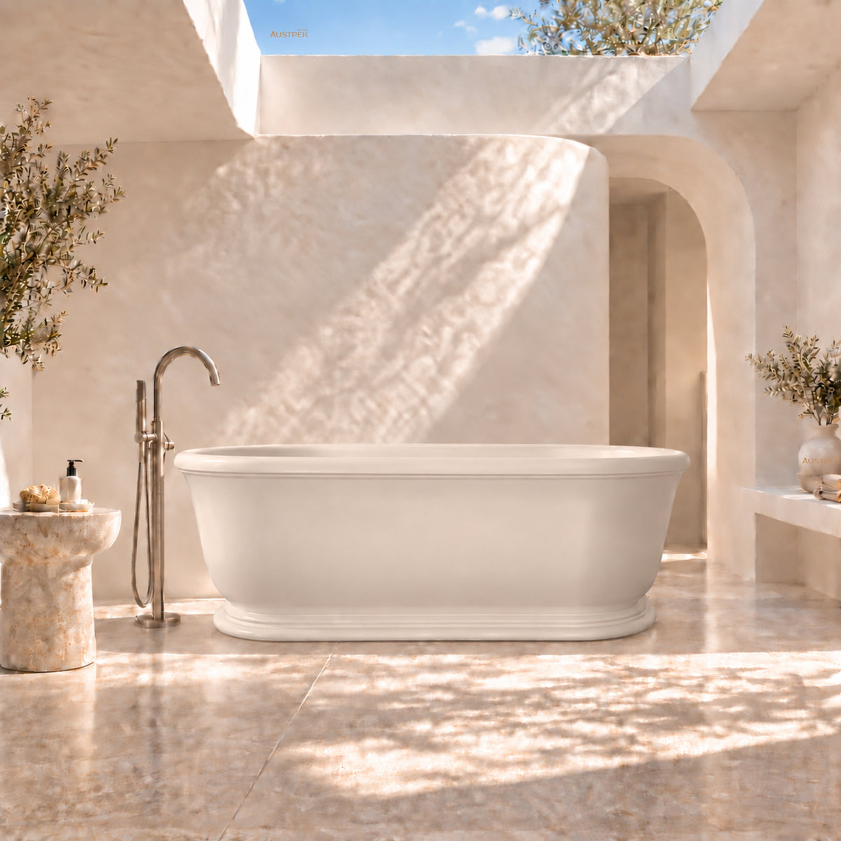 TURNER HASTINGS CAMDEN TITANCAST FREESTANDING OVERFLOW BATHTUB SOFT PEACH 1800MM