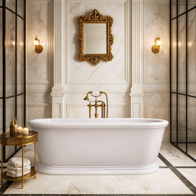 TURNER HASTINGS CAMDEN TITANCAST SOLID SURFACE FREESTANDING BATHTUB SATIN SILK WHITE WITH OVERFLOW 1800MM