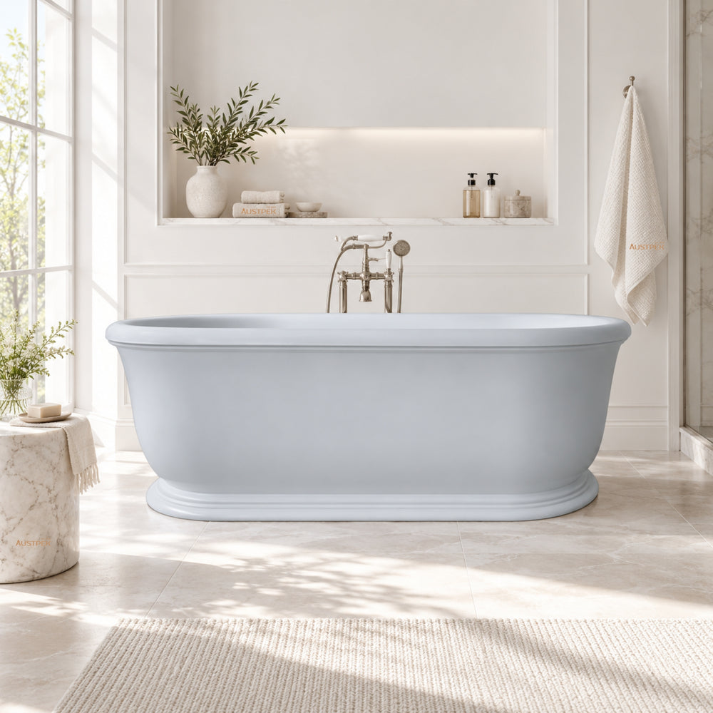 TURNER HASTINGS CAMDEN TITANCAST FREESTANDING NON OVERFLOW BATHTUB POWDER GREY 1800MM