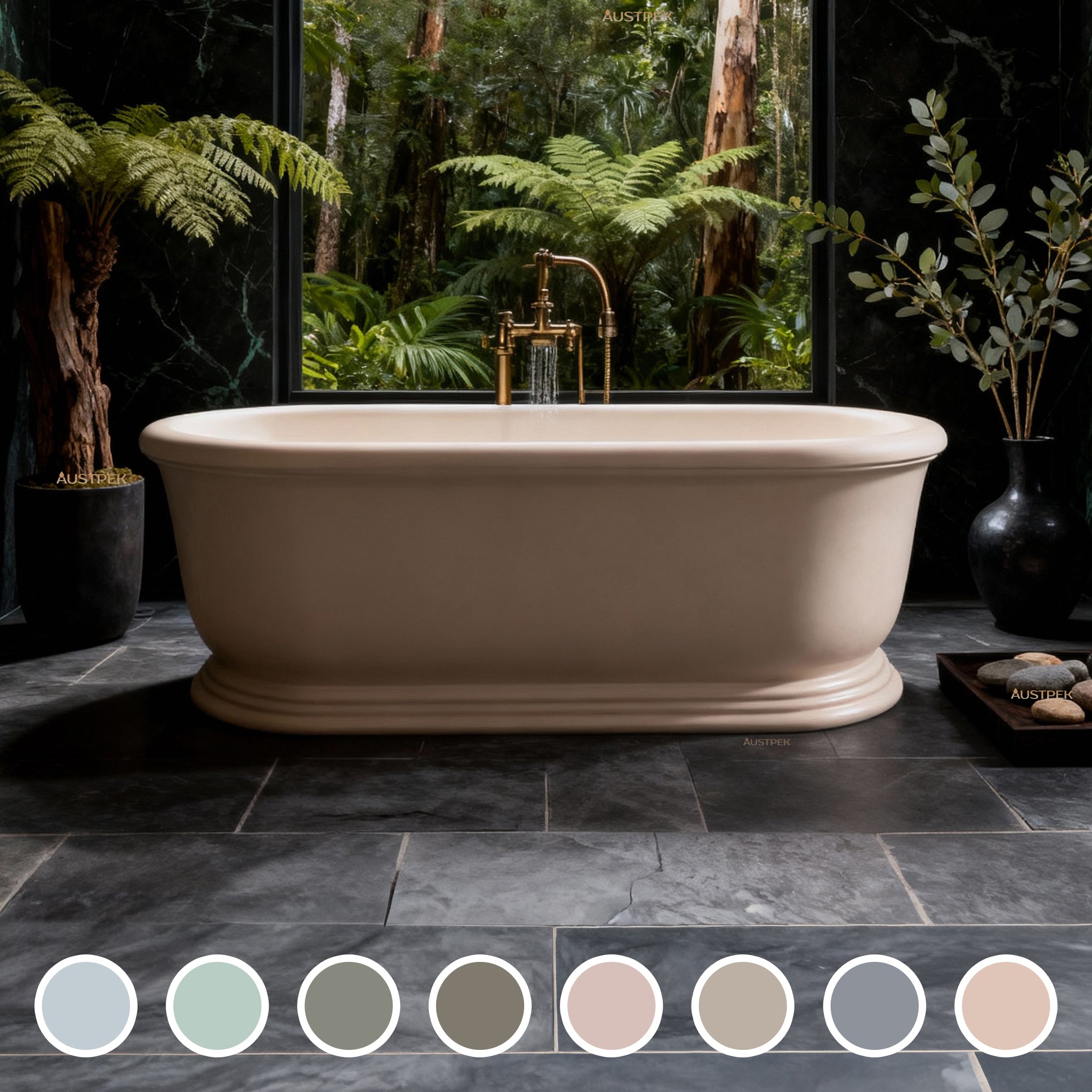 TURNER HASTINGS CAMDEN TITANCAST SOLID SURFACE FREESTANDING BATHTUB SPECIAL FINISH WITH OVERFLOW 1800MM