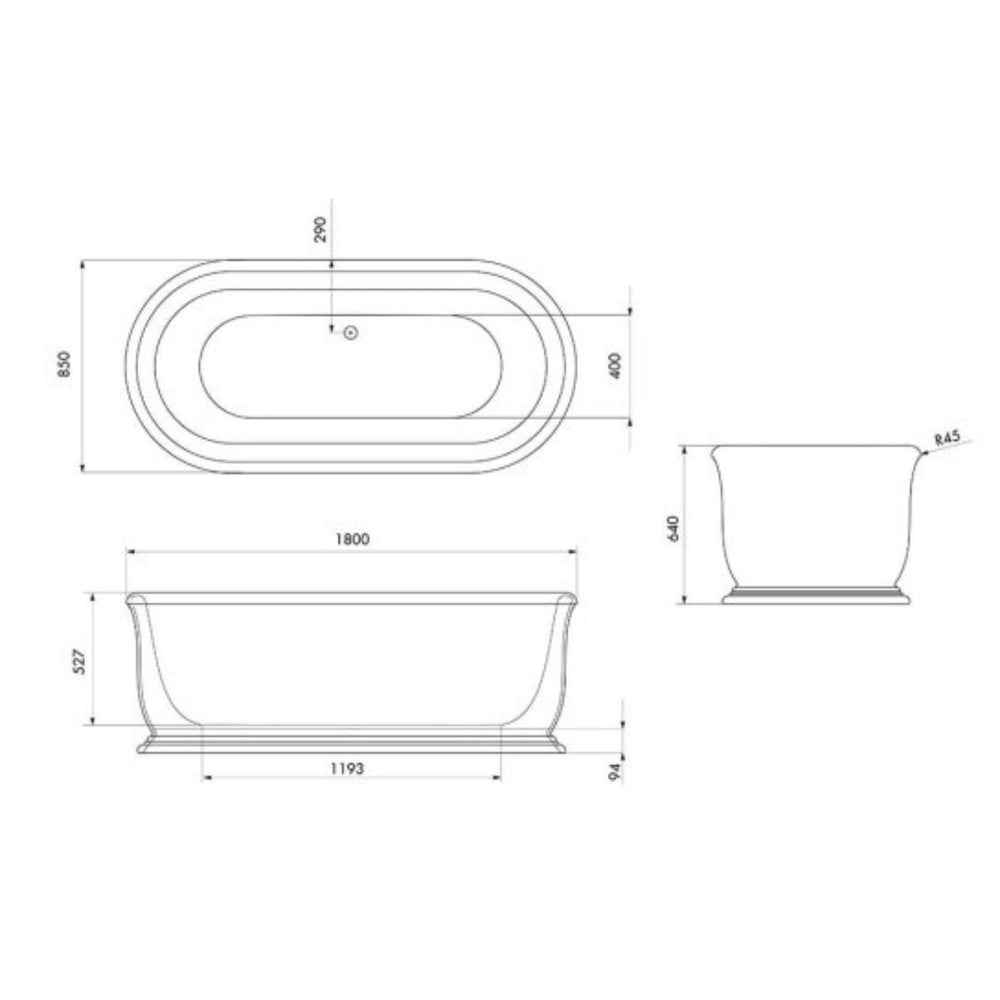 TURNER HASTINGS CAMDEN TITANCAST SOLID SURFACE FREESTANDING BATHTUB SPECIAL FINISH 1800MM