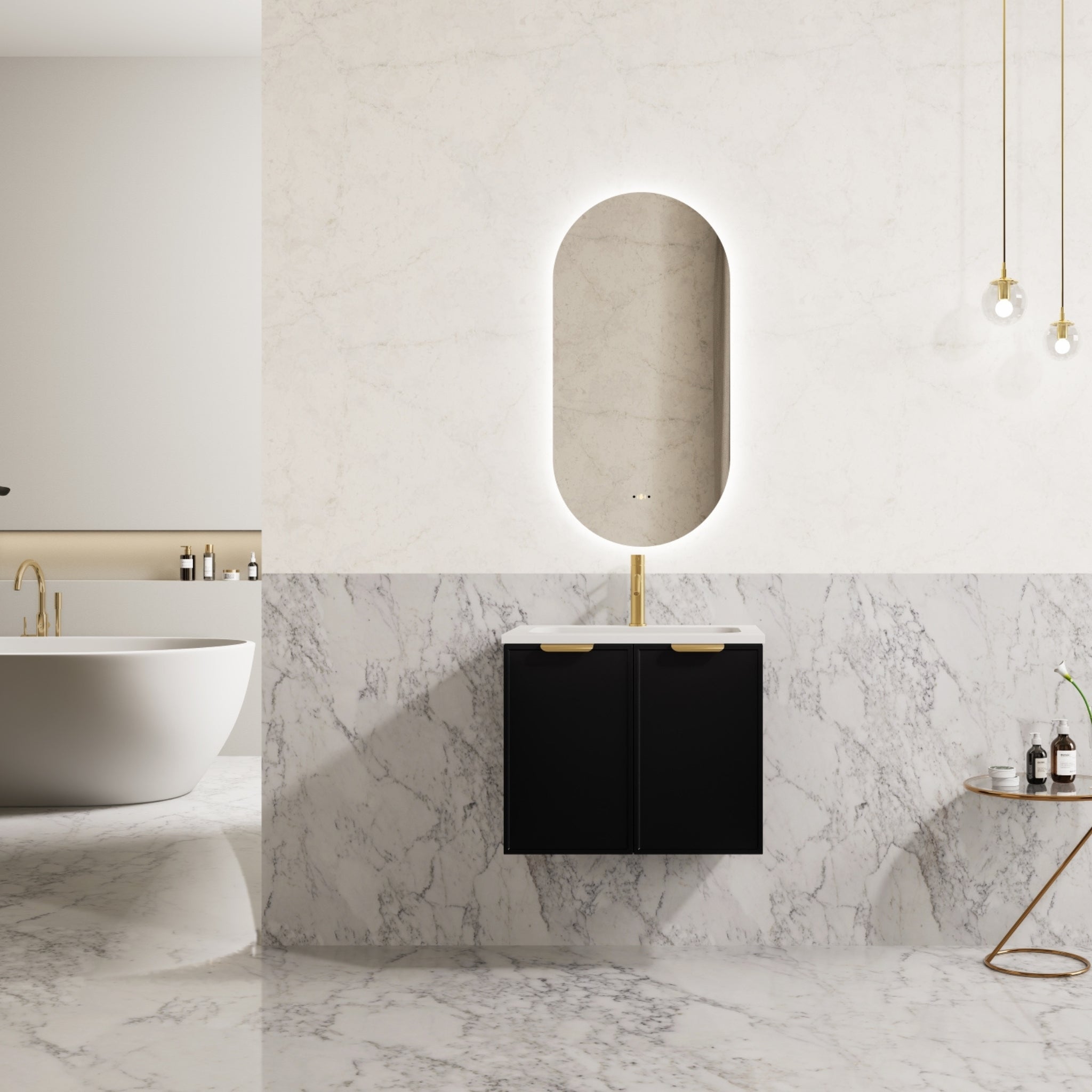 CETO MIAMI MATTE BLACK 600MM SINGLE BOWL WALL HUNG VANITY