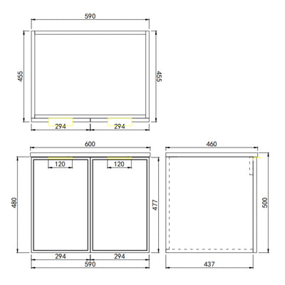 CETO MIAMI MATTE WHITE 600MM SINGLE BOWL WALL HUNG VANITY