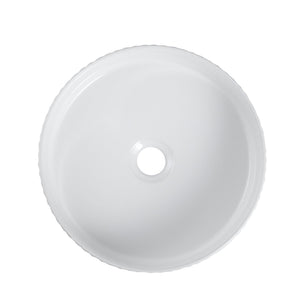 MERCIO CORA FLUTED ROUND ABOVE COUNTER BASIN GLOSS WHITE 360MM