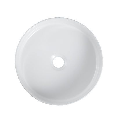 MERCIO CORA FLUTED ROUND ABOVE COUNTER BASIN GLOSS WHITE 360MM
