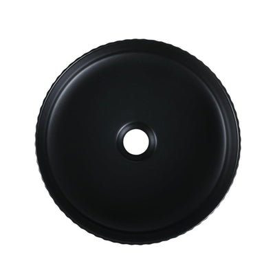 MERCIO CORA FLUTED ROUND ABOVE COUNTER BASIN MATTE BLACK 360MM