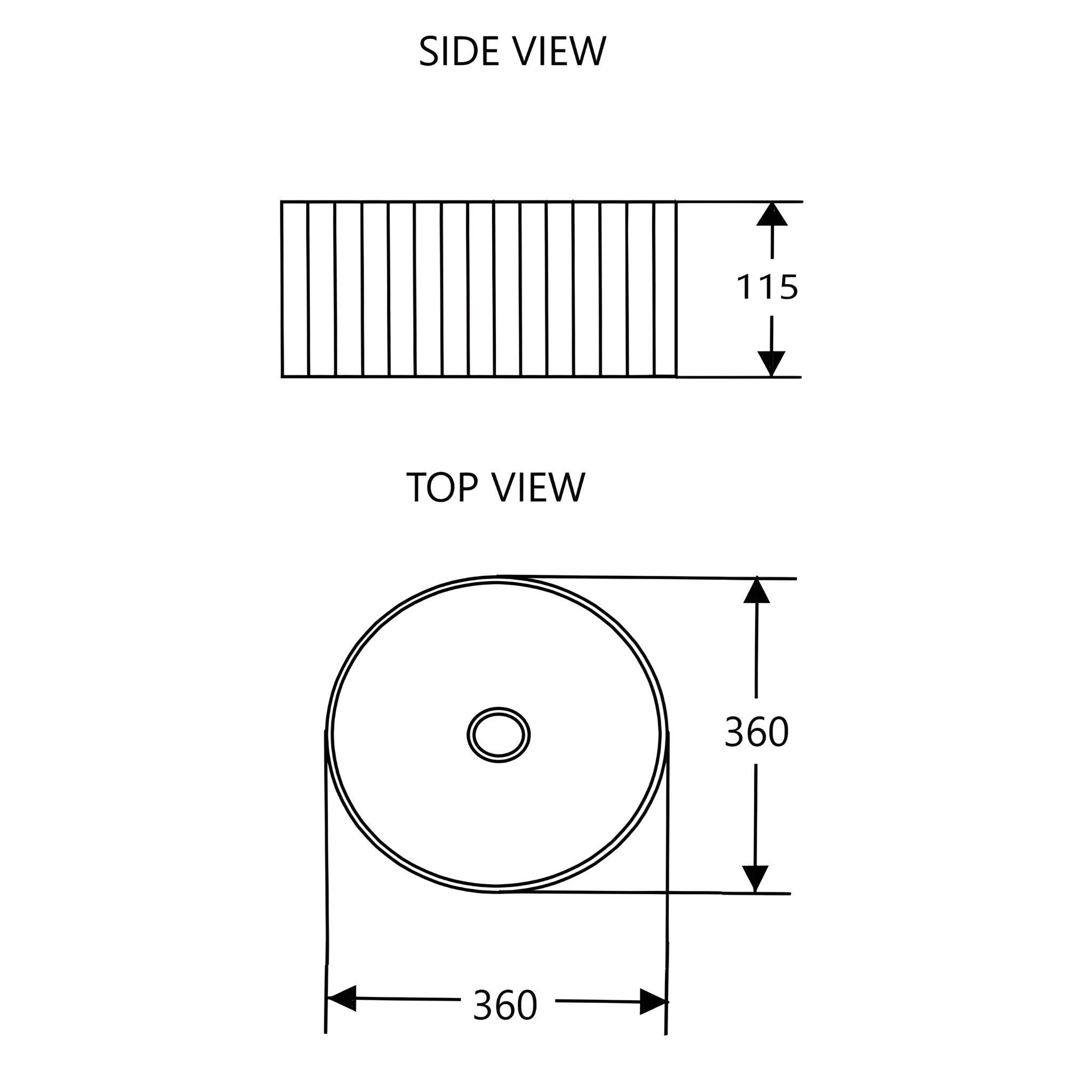MERCIO CORA FLUTED ROUND ABOVE COUNTER BASIN MATTE BLACK 360MM