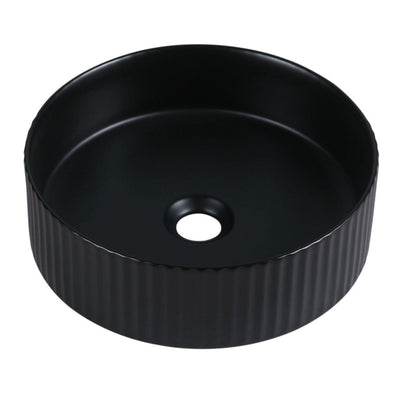 MERCIO CORA FLUTED ROUND ABOVE COUNTER BASIN MATTE BLACK 360MM