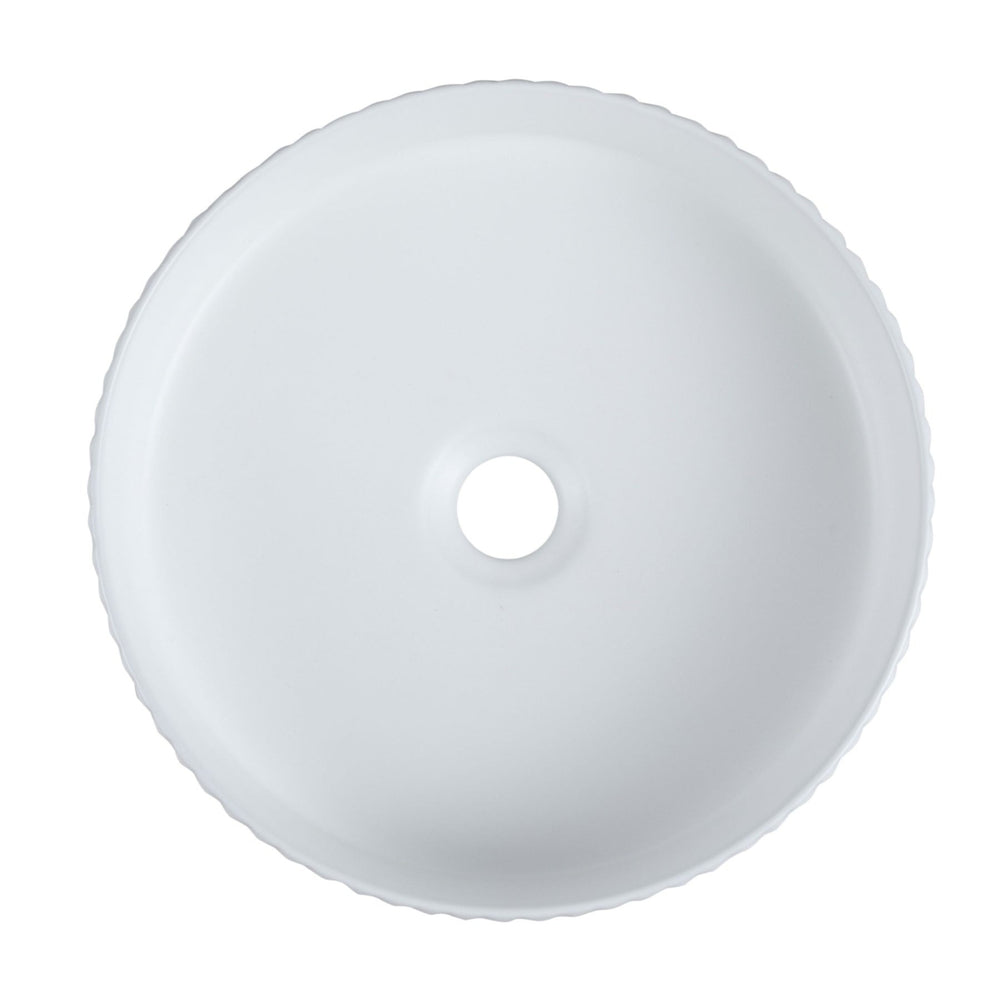 MERCIO CORA FLUTED ROUND ABOVE COUNTER BASIN MATTE WHITE 360MM