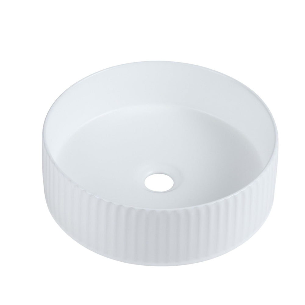 MERCIO CORA FLUTED ROUND ABOVE COUNTER BASIN MATTE WHITE 360MM