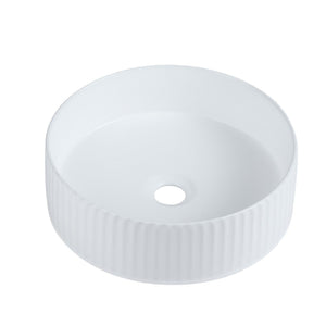 MERCIO CORA FLUTED ROUND ABOVE COUNTER BASIN MATTE WHITE 360MM
