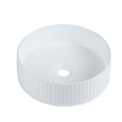 MERCIO CORA FLUTED ROUND ABOVE COUNTER BASIN MATTE WHITE 360MM