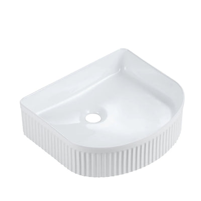 MERCIO CORA FLUTED ARCH ABOVE COUNTER BASIN GLOSS WHITE 410MM