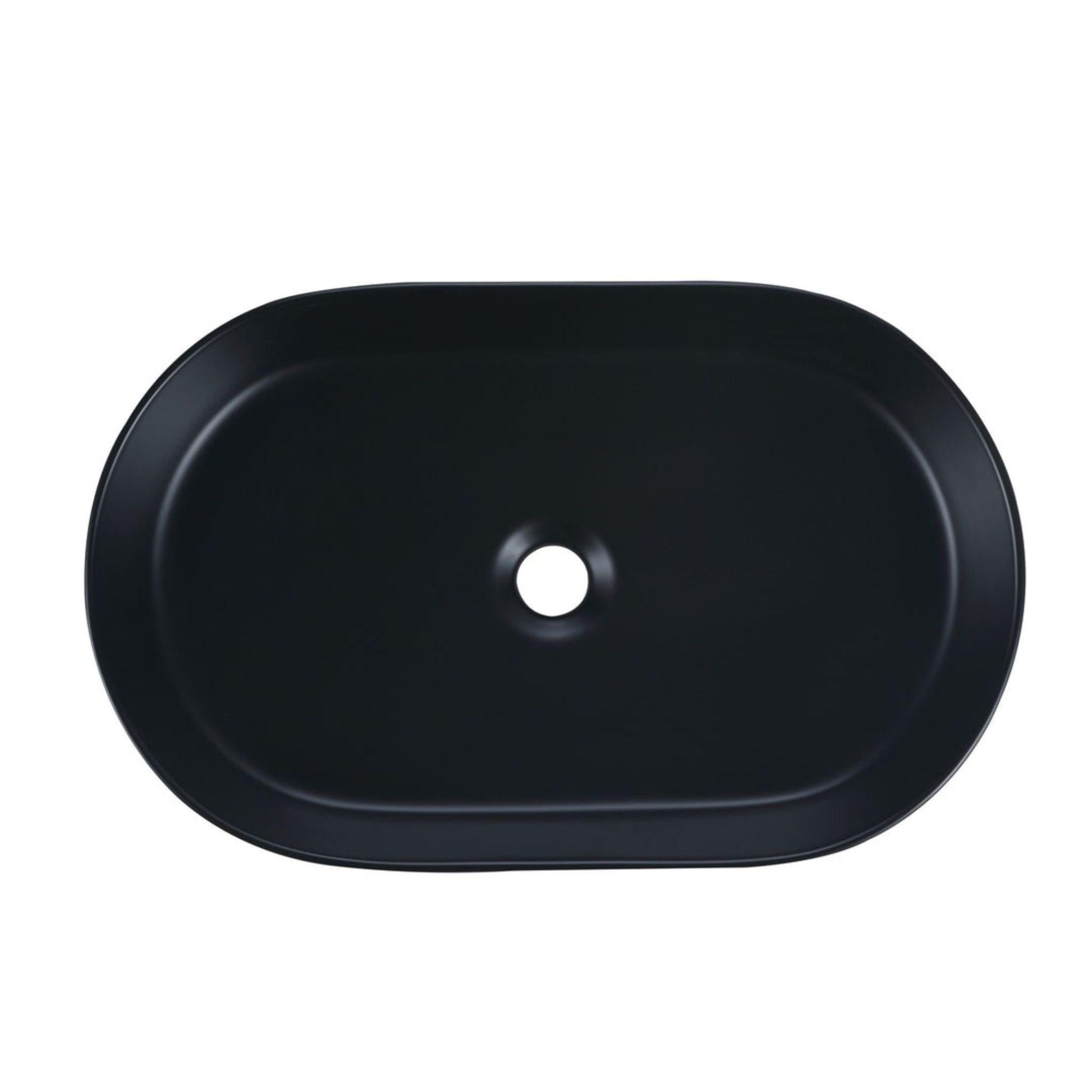 MERCIO CORA FLUTED OVAL ABOVE COUNTER BASIN MATTE BLACK 580MM