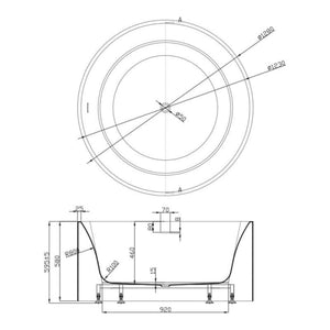 CETO COMO FREESTANDING BATHTUB MATTE WHITE OVERFLOW 1280MM