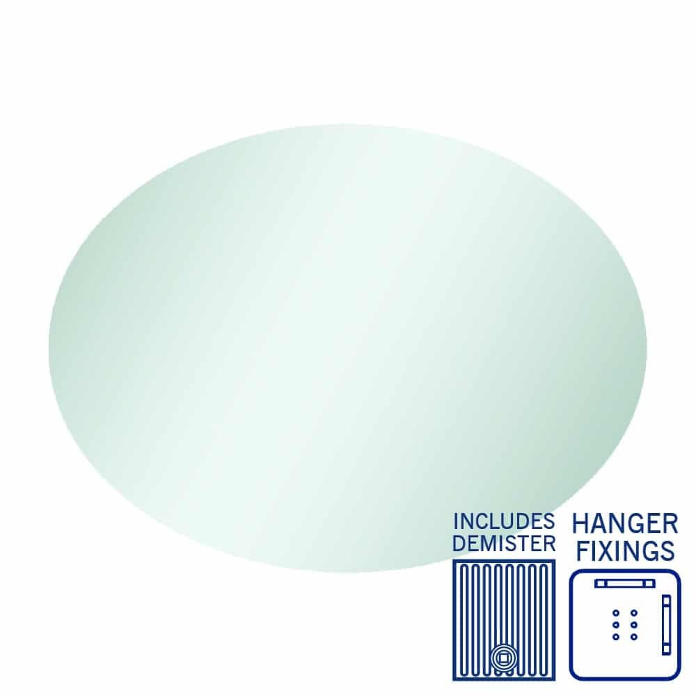 THERMOGROUP ABLAZE OVAL POLISHED EDGE MIRROR WITH DEMISTER 600X800MM