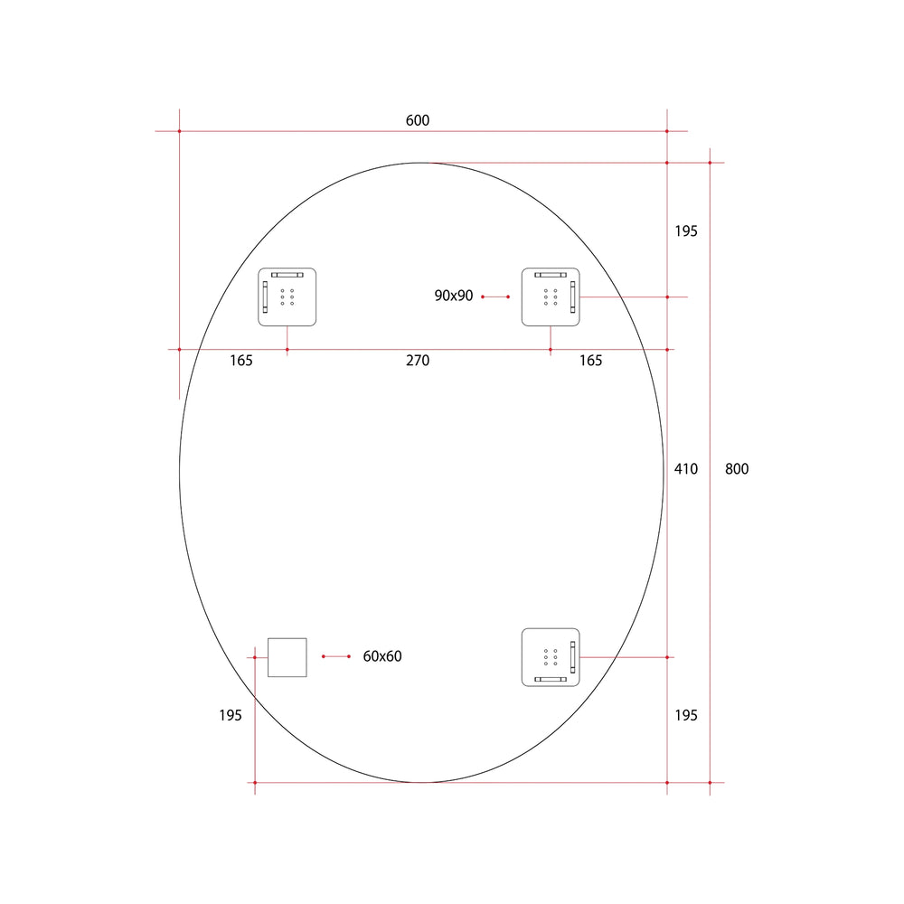 THERMOGROUP ABLAZE OVAL POLISHED EDGE MIRROR 600X800MM