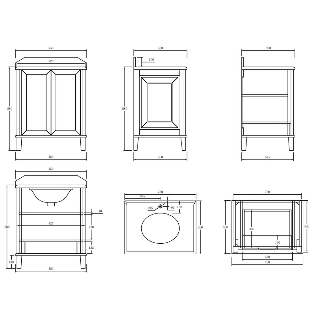 TURNER HASTINGS COVENTRY SATIN WHITE 750MM SINGLE BOWL FLOOR STANDING VANITY PACKAGE