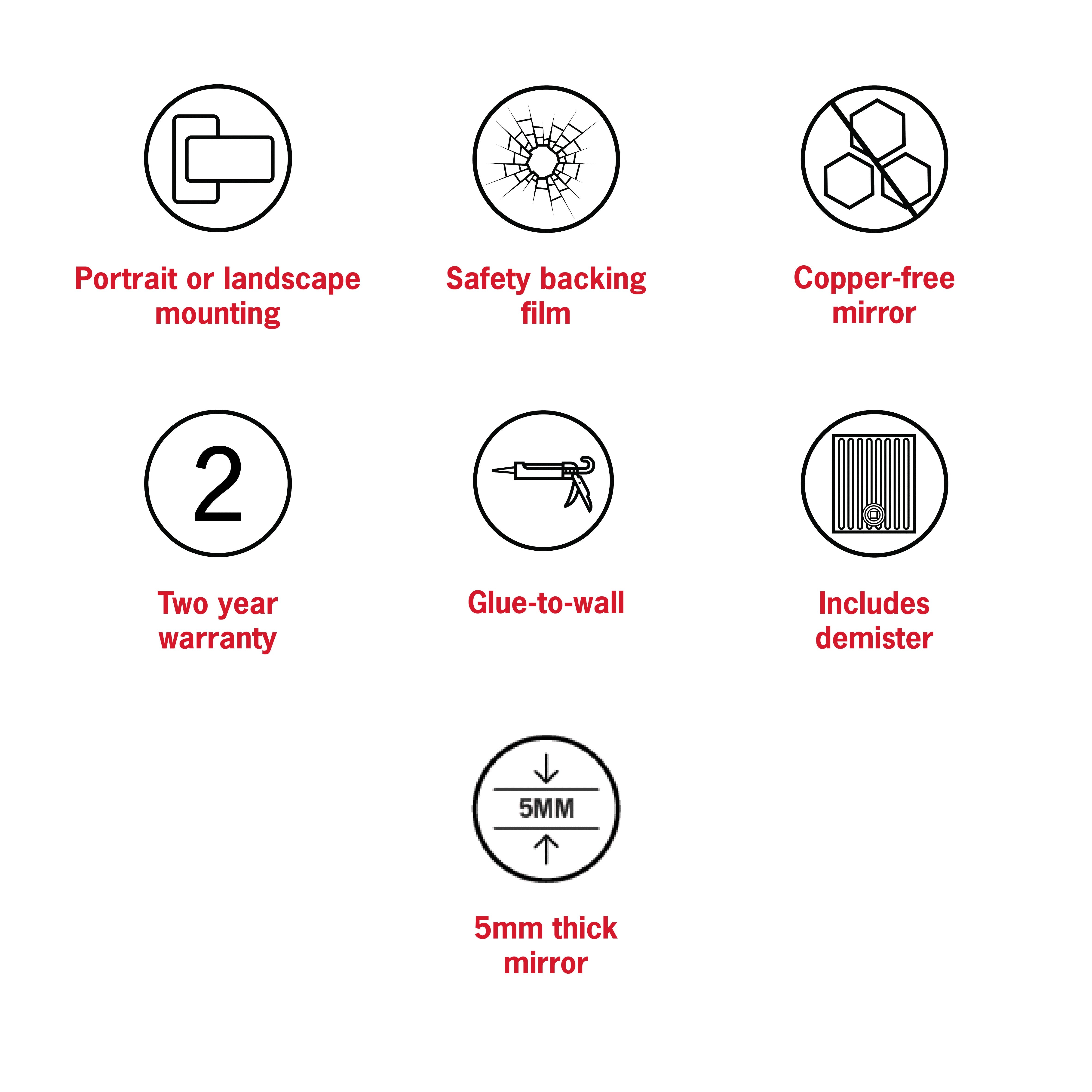 THERMOGROUP ABLAZE OVAL POLISHED EDGE MIRROR WITH DEMISTER 750X900MM