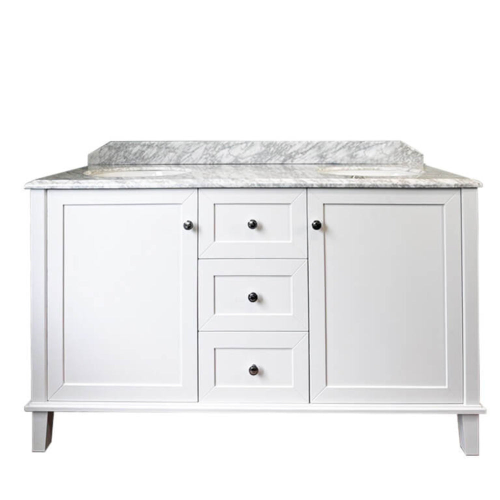 TURNER HASTINGS COVENTRY SATIN WHITE 1500MM DOUBLE BOWL FLOOR STANDING VANITY PACKAGE
