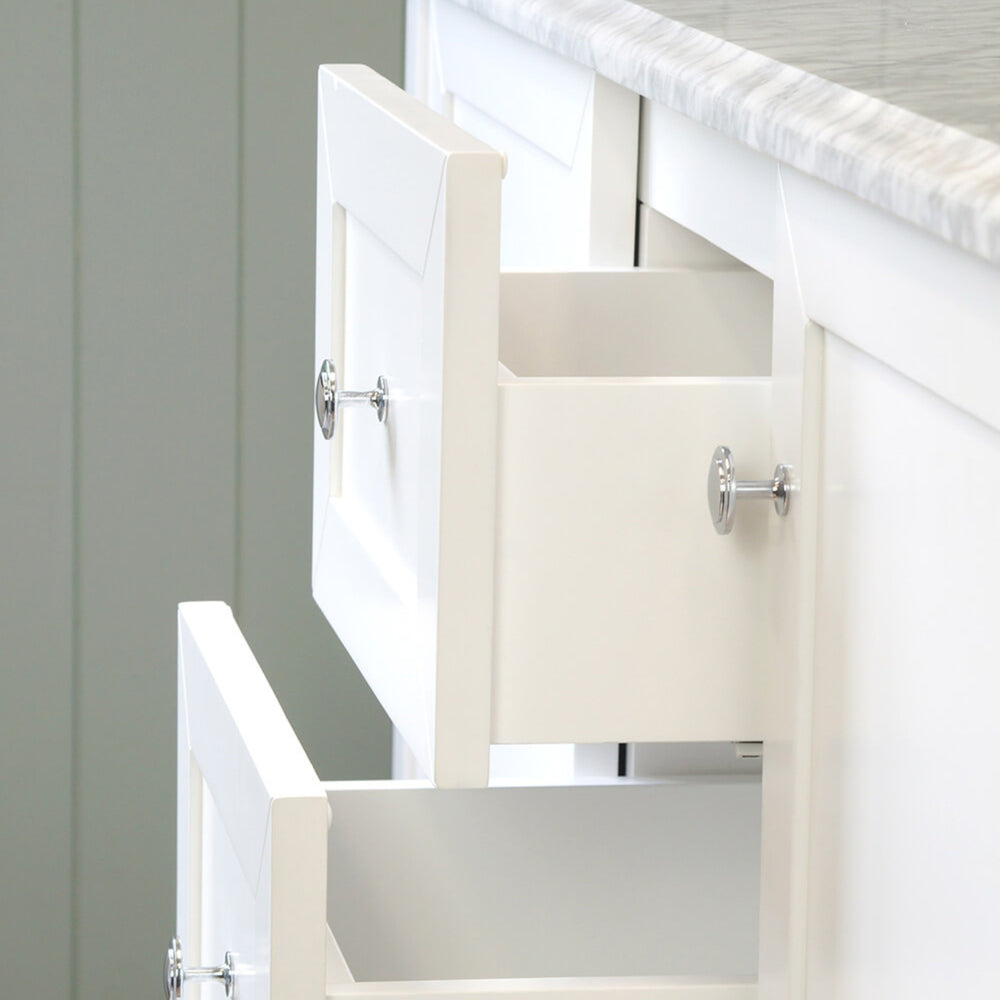 TURNER HASTINGS COVENTRY SATIN WHITE 1500MM DOUBLE BOWL FLOOR STANDING VANITY PACKAGE