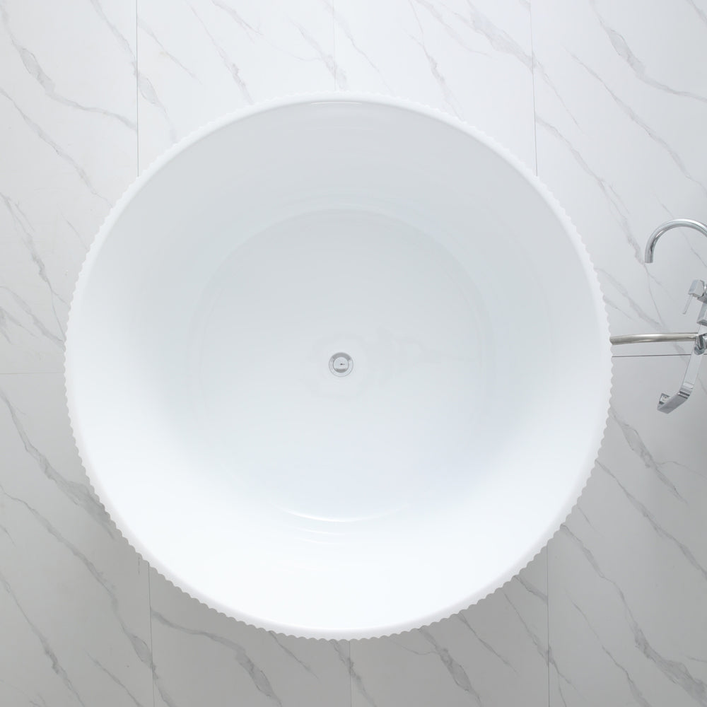 CETO COMO GROOVE FREESTANDING BATHTUB MATTE WHITE OVERFLOW 1280MM