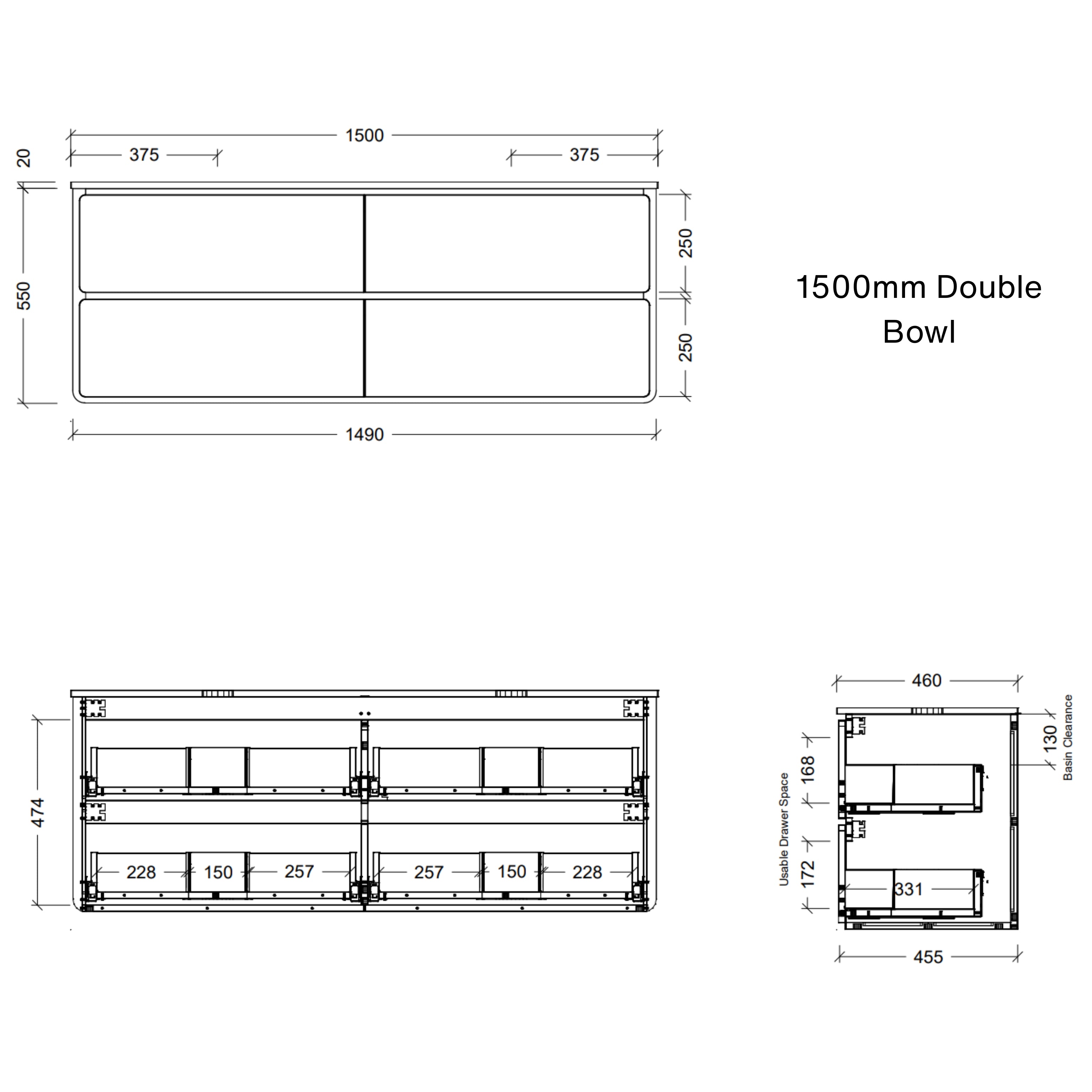 TIMBERLINE COLBY CUSTOM WALL HUNG VANITY (ALL SIZING)