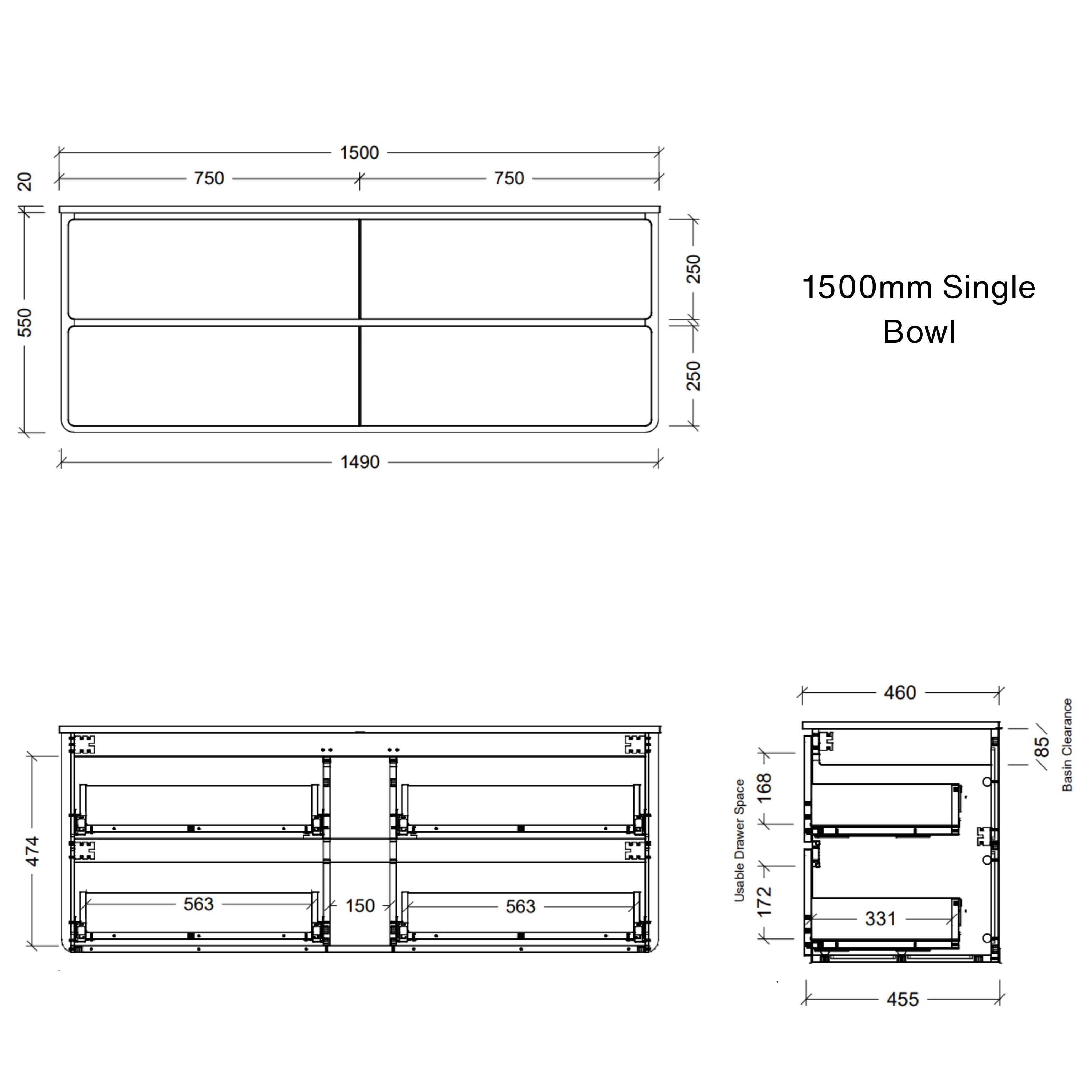TIMBERLINE COLBY CUSTOM WALL HUNG VANITY (ALL SIZING)