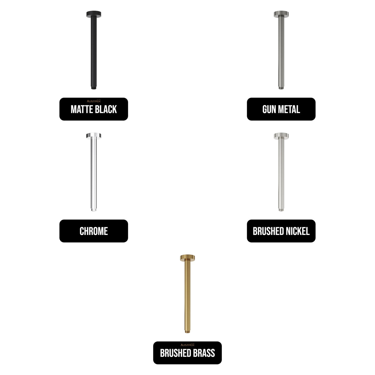 LINSOL CORSICA ROUND CEILING ARM 300MM CHROME
