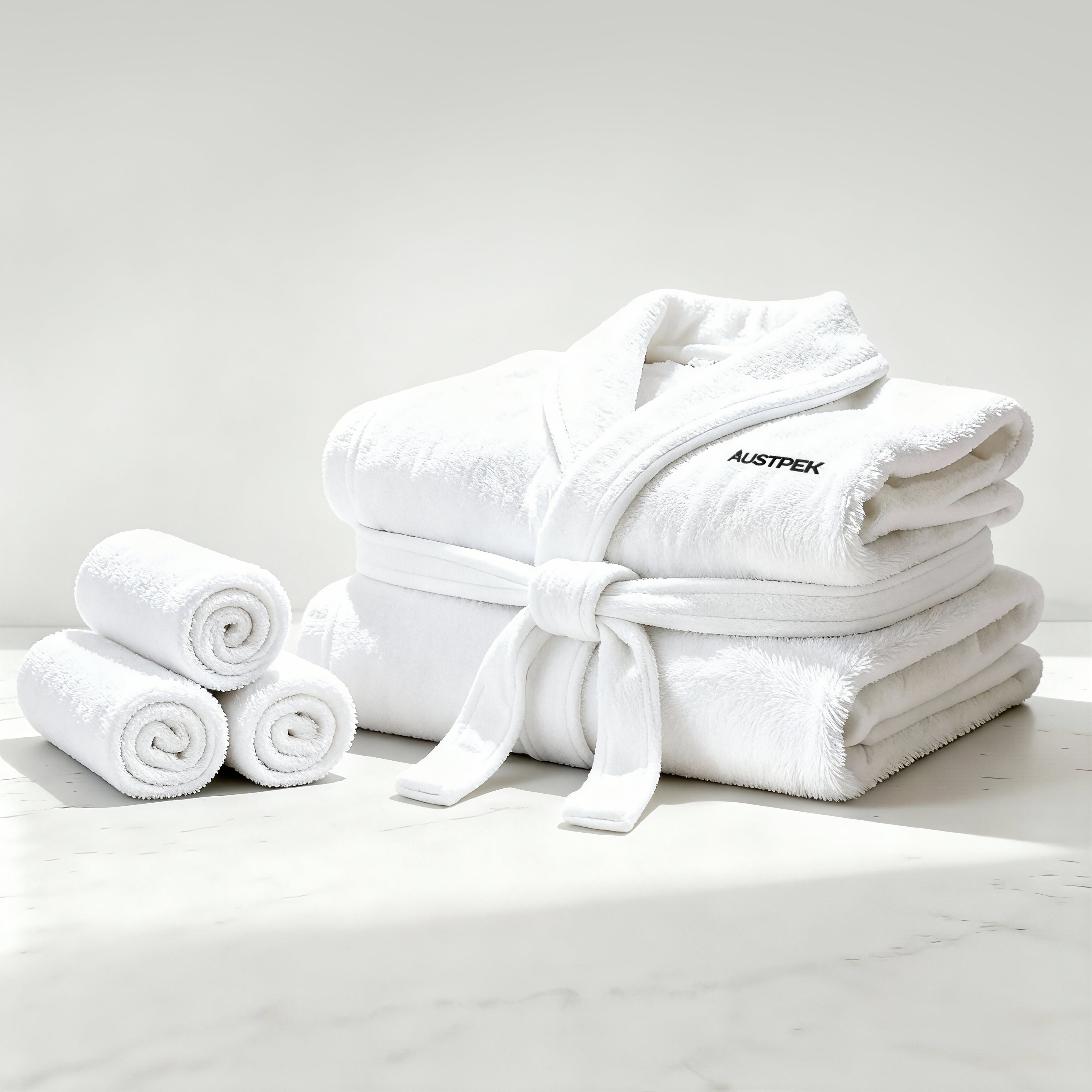 100% COTTON BATHROBE AND TOWEL SET