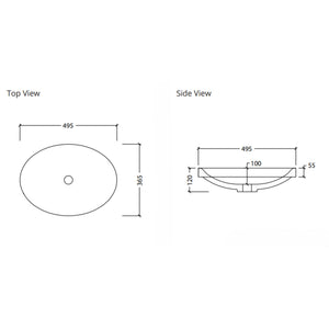 DUROCLASS COAST SEMI INSET BASIN GLOSS WHITE 495MM