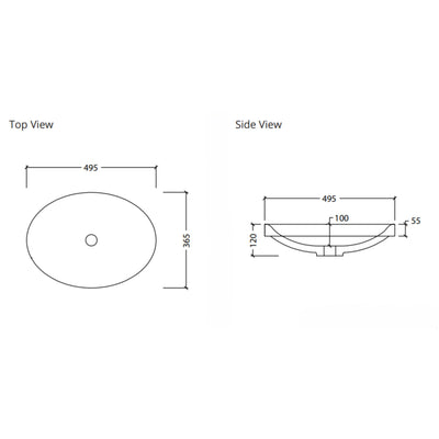 DUROCLASS COAST SEMI INSET BASIN GLOSS WHITE 495MM