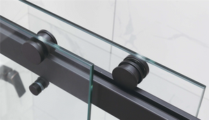 COVEY WALL TO WALL FRAMELESS DOUBLE SLIDING BY-PASS DOOR SHOWER SCREEN MATTE BLACK