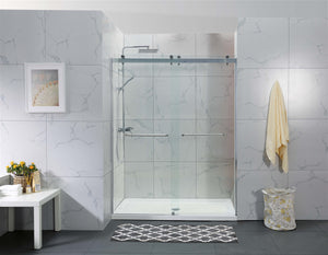 COVEY WALL TO WALL FRAMELESS DOUBLE SLIDING BY-PASS DOOR SHOWER SCREEN CHROME