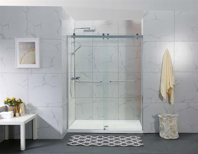 COVEY WALL TO WALL FRAMELESS DOUBLE SLIDING BY-PASS DOOR SHOWER SCREEN CHROME