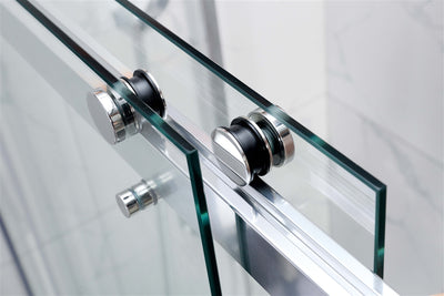 COVEY WALL TO WALL FRAMELESS DOUBLE SLIDING BY-PASS DOOR SHOWER SCREEN CHROME