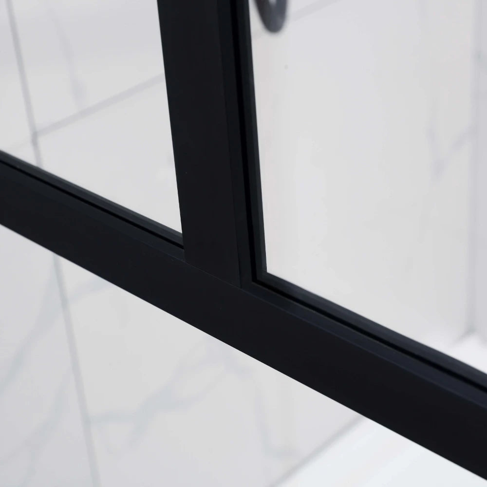 COVEY FRAMED WALK IN SINGLE PANEL WITH SUPPORT BAR SHOWER SCREEN MATTE BLACK