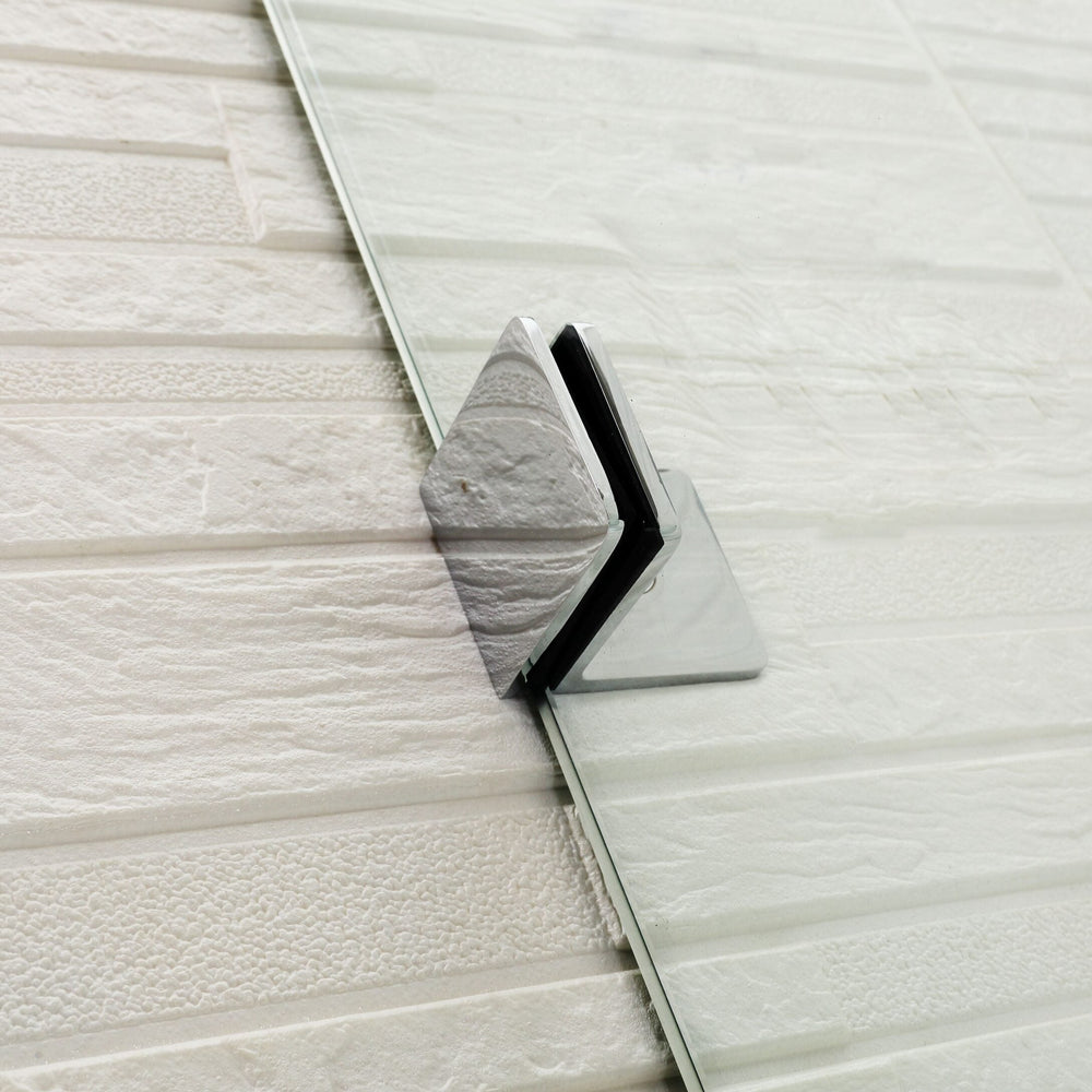 COVEY FRAMELESS WALK IN SINGLE PANEL CURVED CORNER FLUTED / NARROWLINE SHOWER SCREEN CHROME