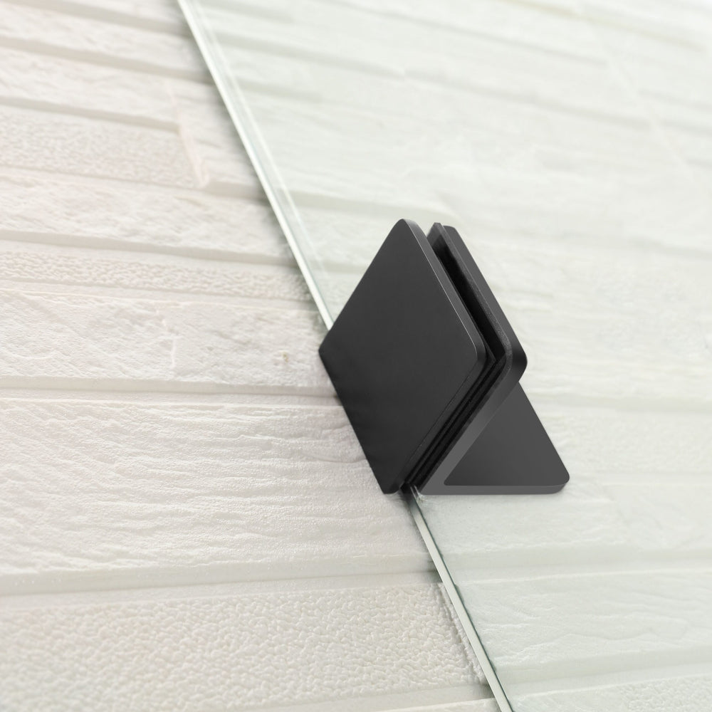COVEY FRAMELESS WALK IN SINGLE PANEL CURVED CORNER FLUTED / NARROWLINE SHOWER SCREEN MATTE BLACK