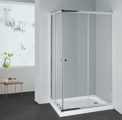 COVEY SEMI-FRAMELESS CORNER OPEN DOUBLE SLIDING DOOR SHOWER SCREEN CHROME