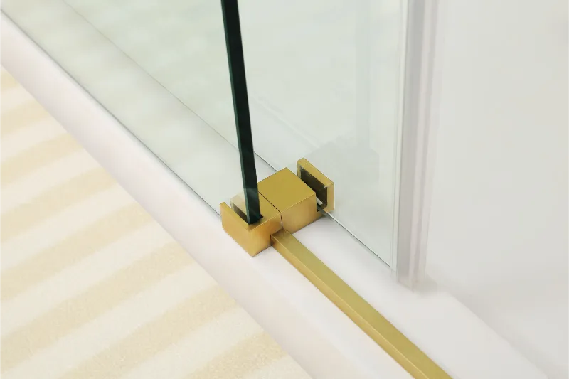 COVEY WALL TO WALL FRAMELESS SINGLE SLIDING DOOR BATH SCREEN BRUSHED GOLD