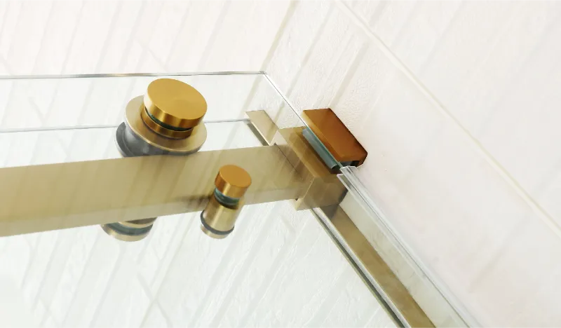 COVEY WALL TO WALL FRAMELESS SINGLE SLIDING DOOR BATH SCREEN BRUSHED GOLD