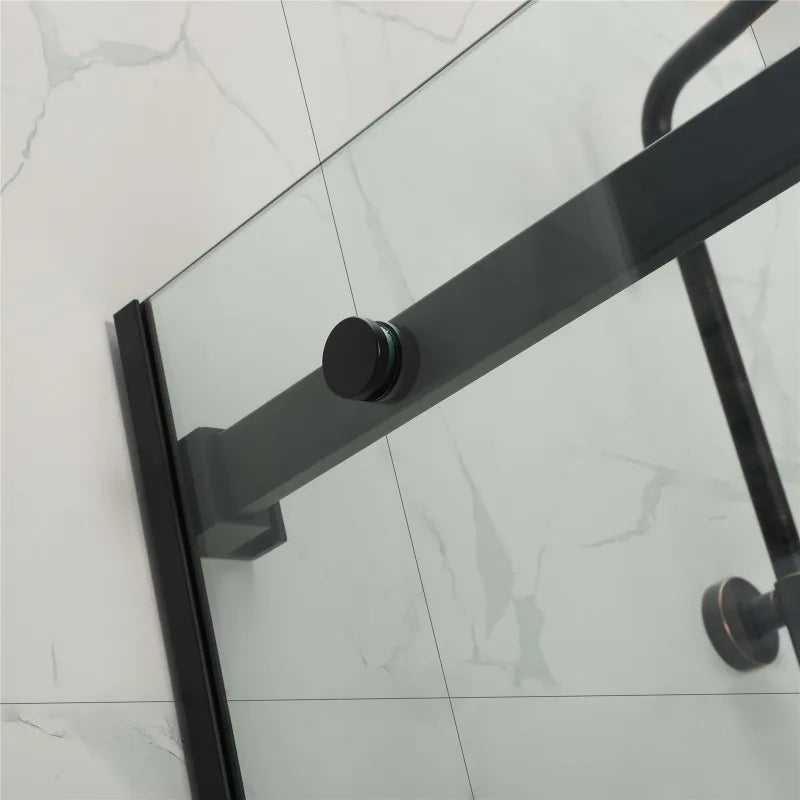 COVEY WALL TO WALL FRAMELESS SINGLE SLIDING DOOR BATH SCREEN MATTE BLACK