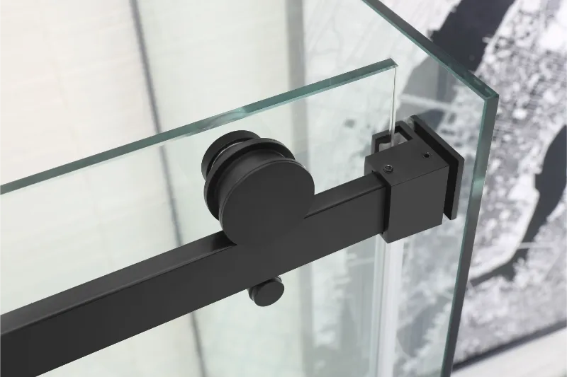 COVEY WALL TO WALL FRAMELESS SINGLE SLIDING DOOR BATH SCREEN MATTE BLACK