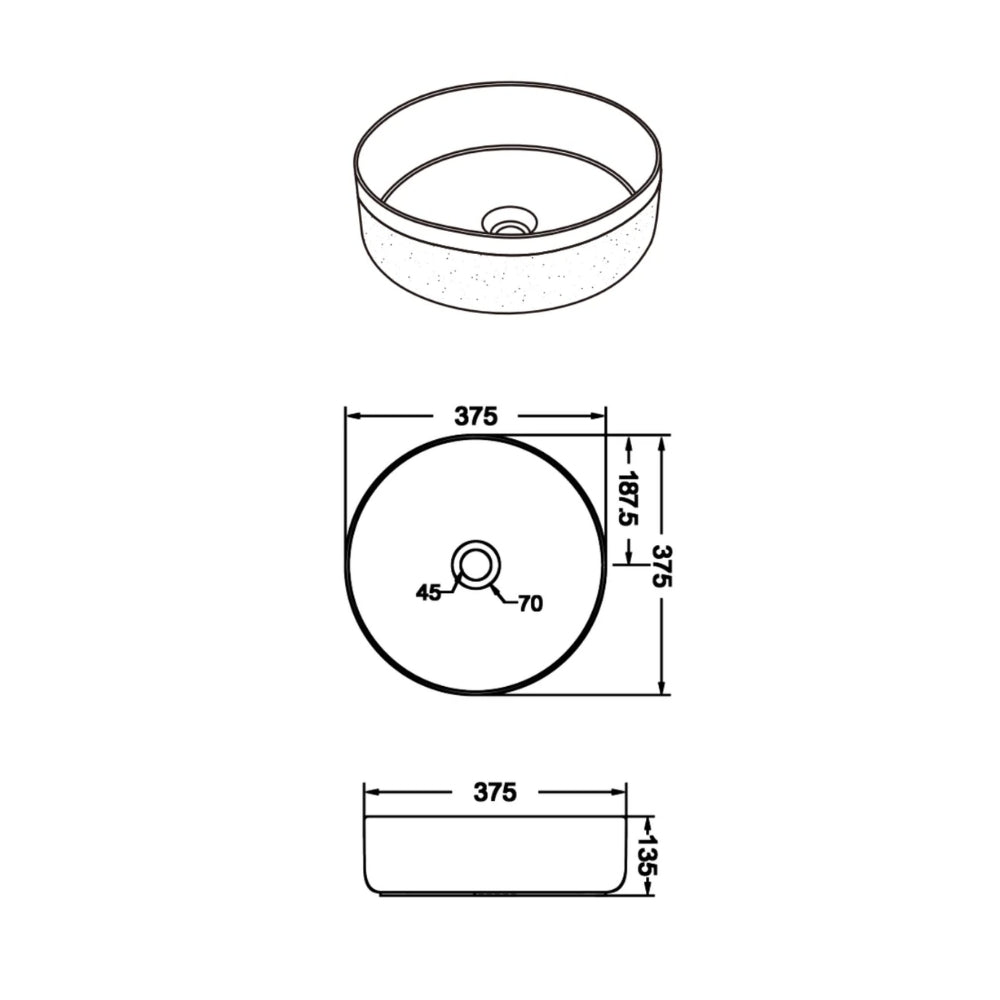 CLAYA COLOUR PLUS ROUND ABOVE COUNTER BASIN DARK GREY 370MM